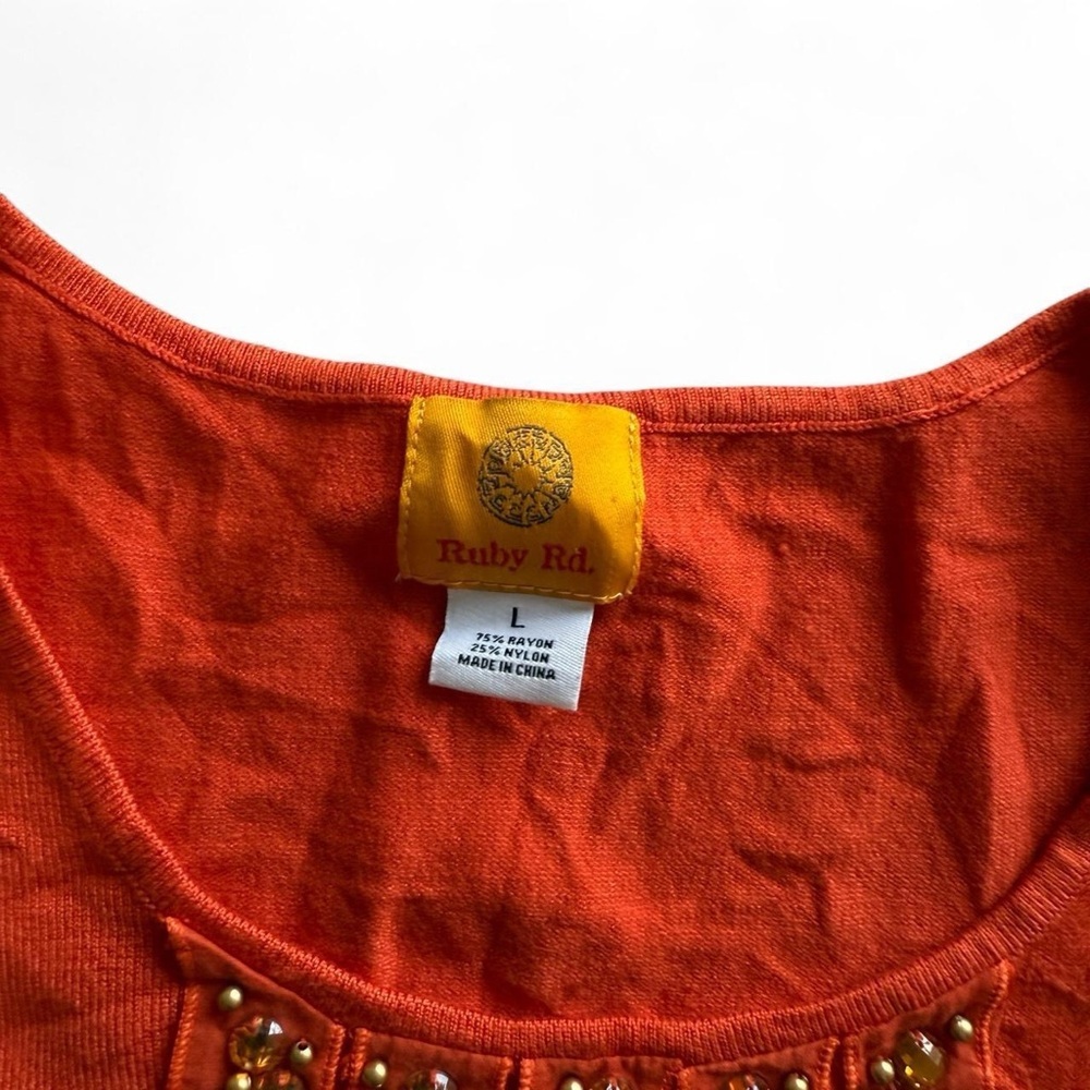 Ruby Rd. Beaded Y2K Orange Embellished Tank Top - Picture 2 of 5